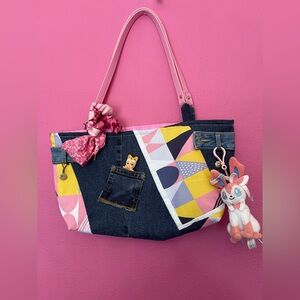 Handmade Pink Jean & Wallet Tote Bag